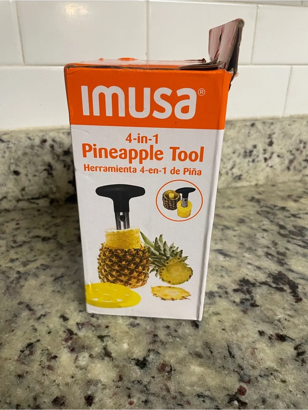 Imusa 4-in-1 Pineapple slicer swirl peeler Tool - Orange corer kitchen healthy